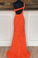 Load image into Gallery viewer, Sheath One Shoulder Fuchsia Sequins Long Prom Dress