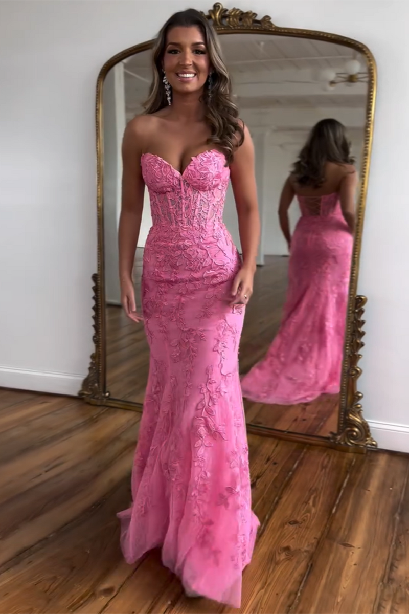 Load image into Gallery viewer, Mermaid Sweetheart Side Slit Long Prom Dress with Appliques