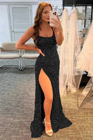 Load image into Gallery viewer, Mermaid Glitter Sequins Sexy Hot Pink Backless Long Prom Dress