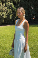 Load image into Gallery viewer, White A Line Scoop Neck Maxi Engagement Dress
