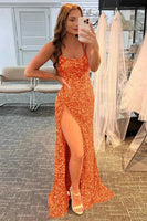Load image into Gallery viewer, Mermaid Glitter Sequins Sexy Hot Pink Backless Long Prom Dress