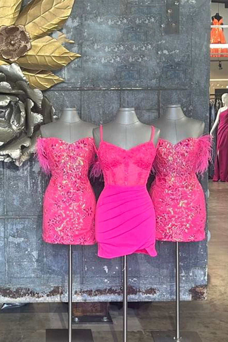 Load image into Gallery viewer, Sparkly Red Spaghetti Straps Corset Homecoming Dress with Sequins