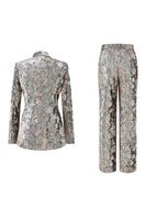 Load image into Gallery viewer, Sparkly Floral Grey Peak Lapel 2 Piece Women Prom Suits with Sequins