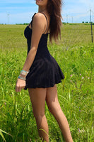 Load image into Gallery viewer, Black A Line Spaghetti Straps Mini Corset Dress