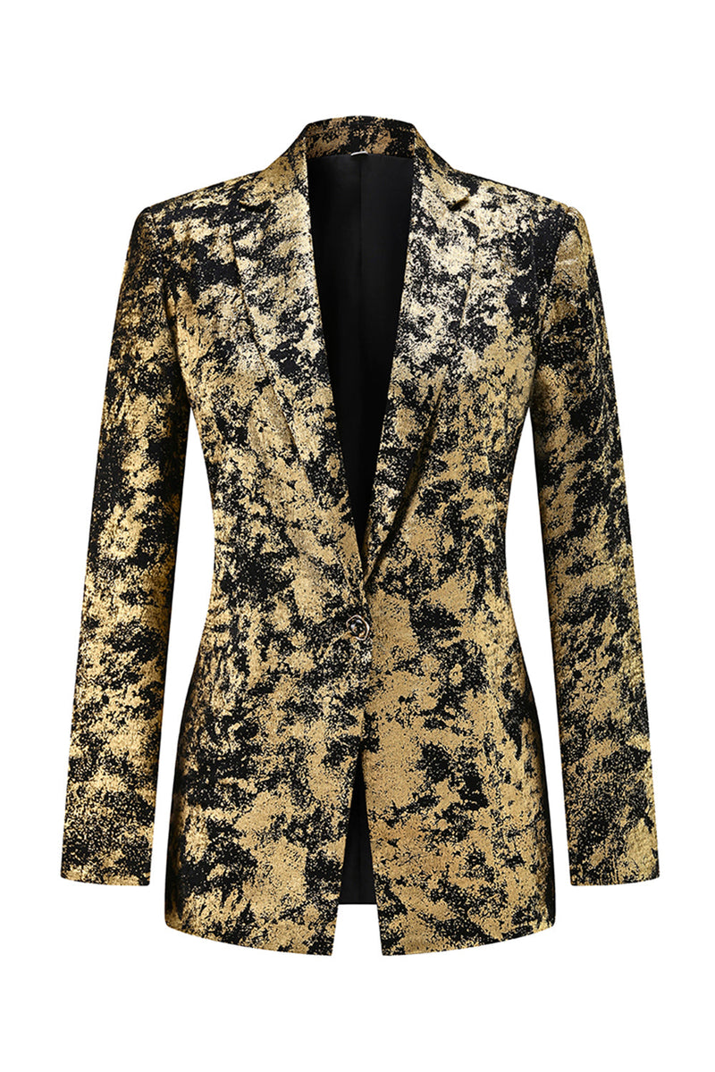 Load image into Gallery viewer, 2 Piece Black Golden Notched Lapel Women Prom Suits