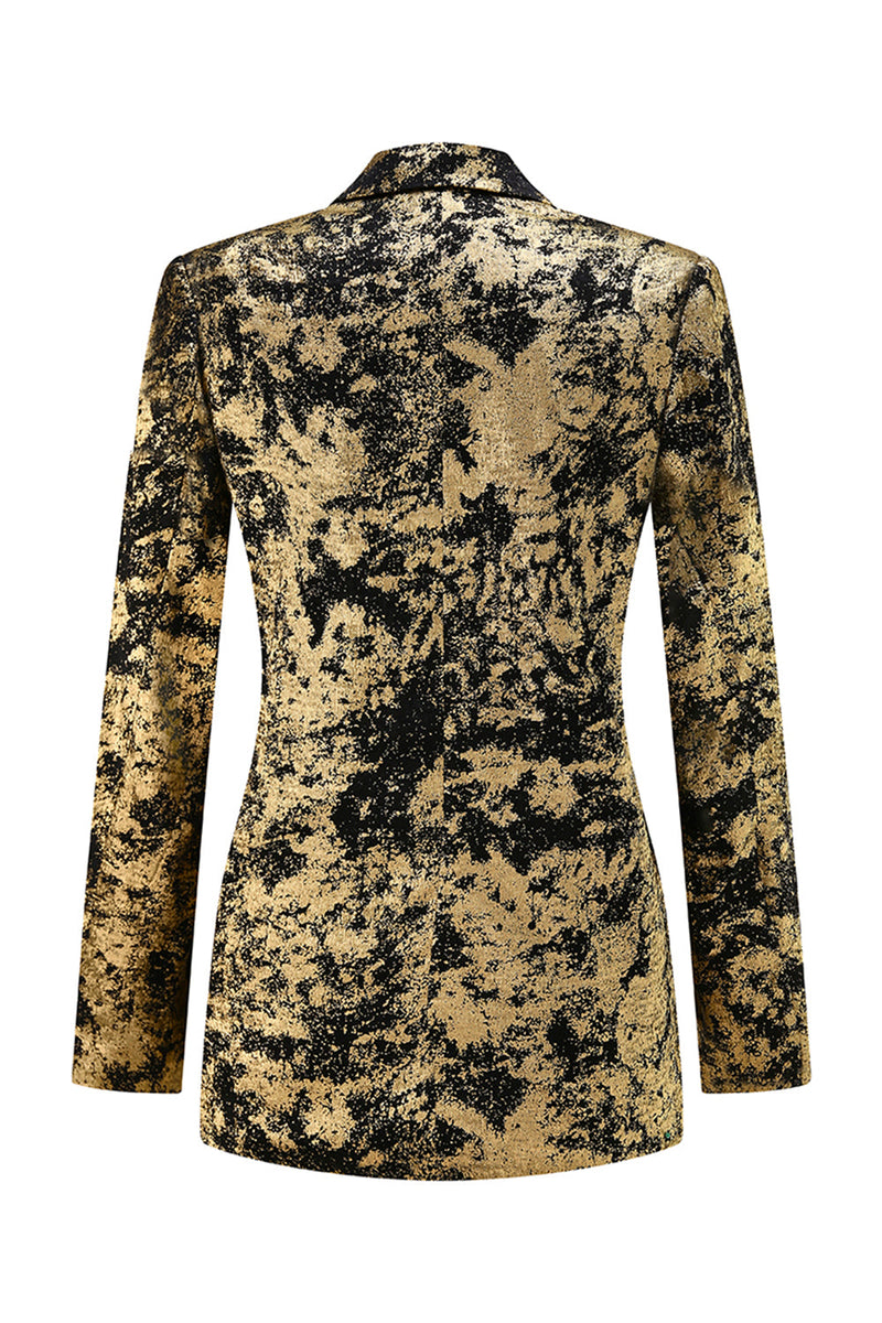 Load image into Gallery viewer, 2 Piece Black Golden Notched Lapel Women Prom Suits