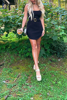 Load image into Gallery viewer, Black Strapless Tight Mini Dress with Belt