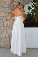 Load image into Gallery viewer, Simple White Strapless A-Line Maxi Engagement Dress