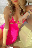 Load image into Gallery viewer, Fuchsia Halter Bodycon Cut Out Mini Dress