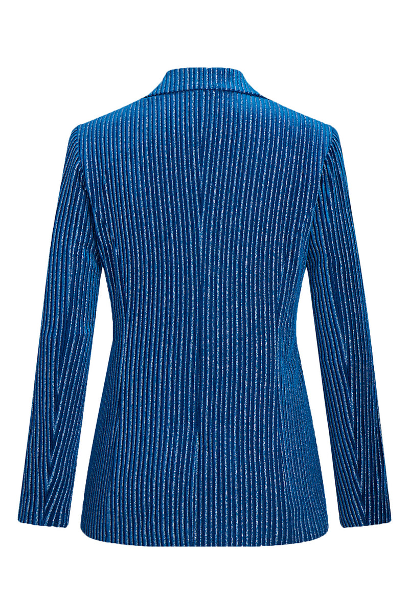 Load image into Gallery viewer, 2 Piece Ink Blue Stripe Notched Lapel Long Sleeves Women Prom Suits