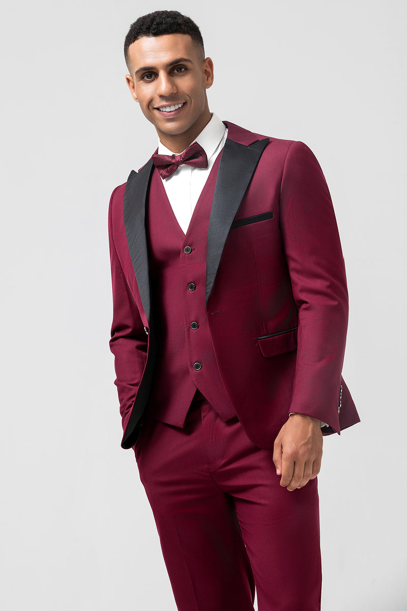 Bespoke One Button Party Prom Suit for Men - 2 Pieces Burgundy