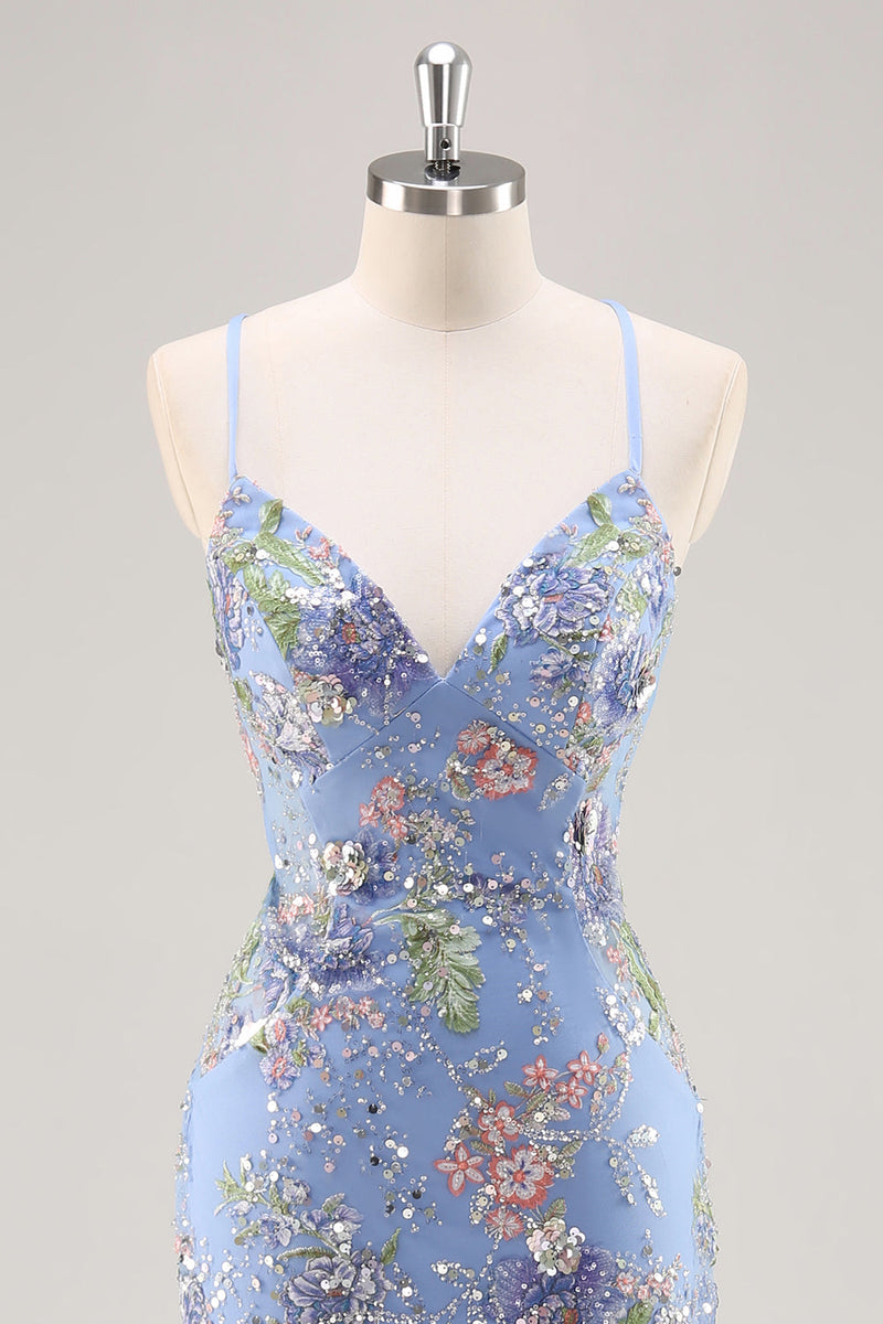 Load image into Gallery viewer, Sparkly Peacock Floral Mermaid Long Prom Beaded Dress with Sequins