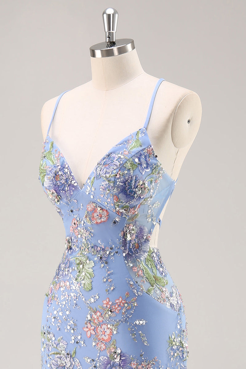 Load image into Gallery viewer, Sparkly Peacock Floral Mermaid Long Prom Beaded Dress with Sequins