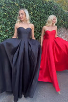 Load image into Gallery viewer, Elegant Red A Line Satin Long Prom Dress with Bow