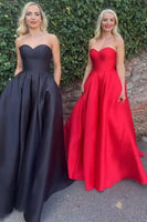 Load image into Gallery viewer, Elegant Red A Line Satin Long Prom Dress with Bow