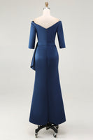 Load image into Gallery viewer, Elegant Peacock Off the Shoulder Long Mother of the Bride Dress with Sash