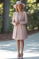 Load image into Gallery viewer, Floral Blush Scoop Short Mother of the Bride Dress with Coat