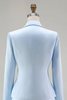 Load image into Gallery viewer, Elegant Floral Blue Satin Peak Lapel Midi Mother of the Bride Dress