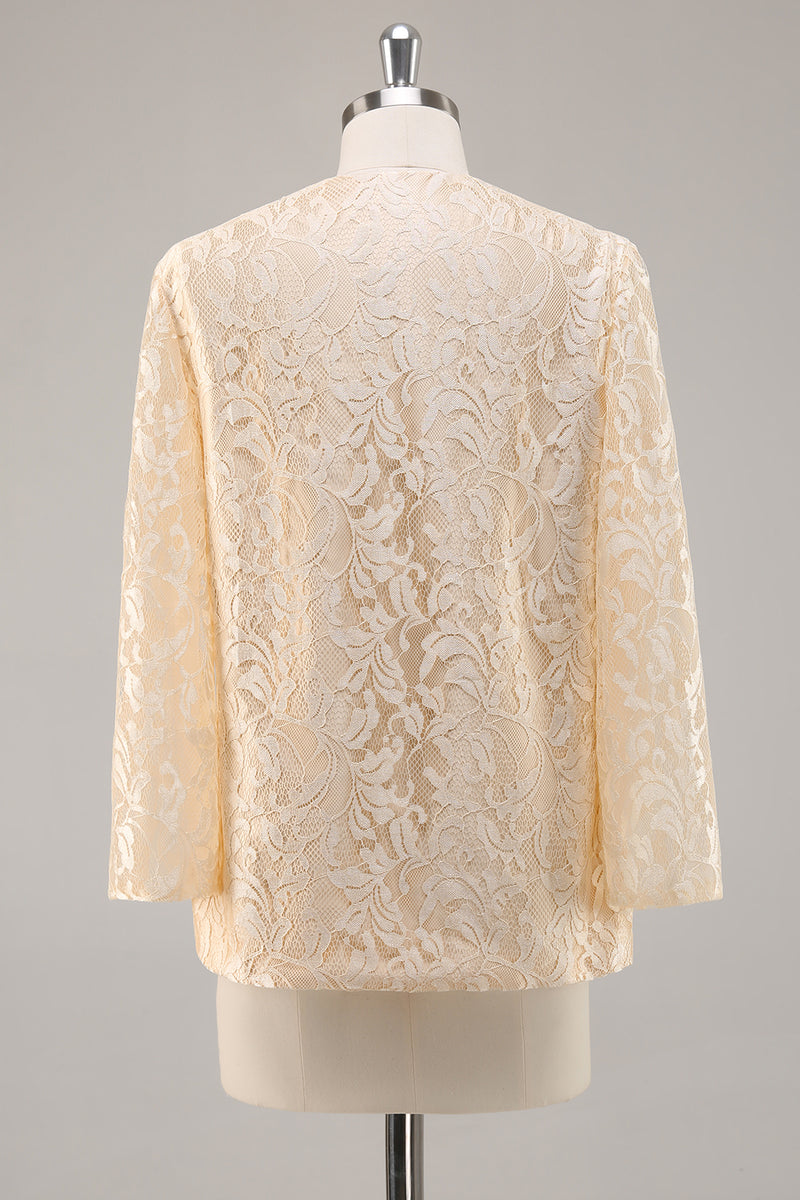 Load image into Gallery viewer, Floral Champagne Satin Mother of the Bride Dress with Sparkly Jacket