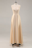 Load image into Gallery viewer, Floral Champagne Satin Mother of the Bride Dress with Sparkly Jacket