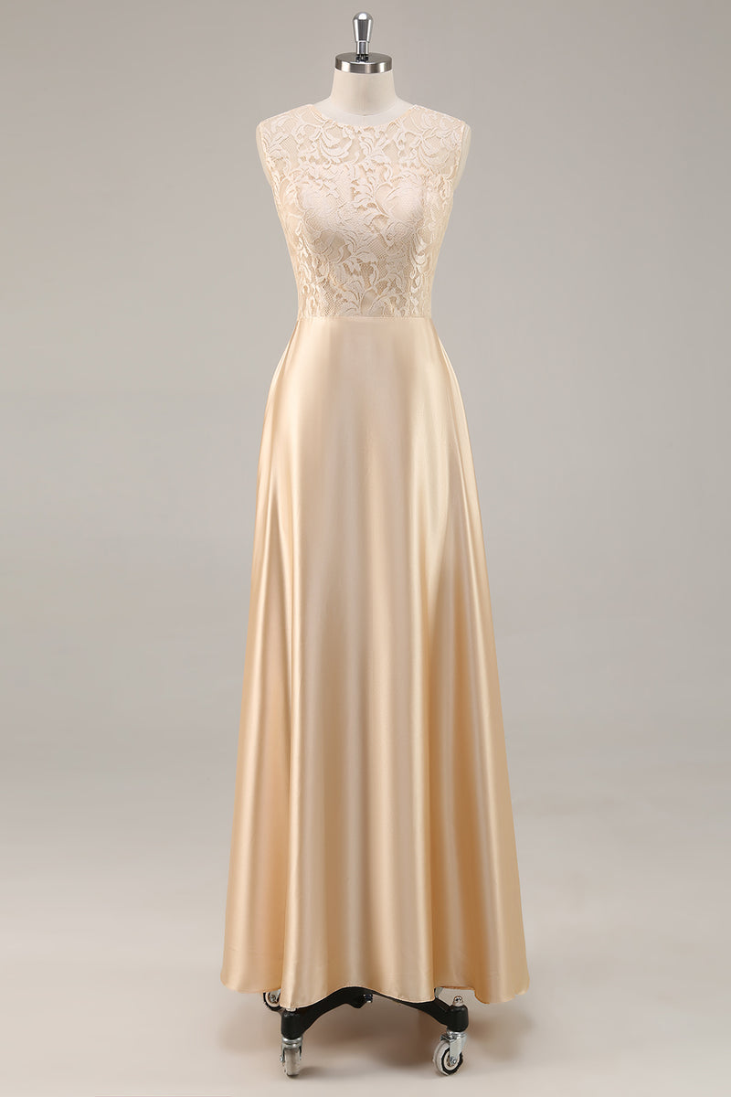 Load image into Gallery viewer, Floral Champagne Satin Mother of the Bride Dress with Sparkly Jacket