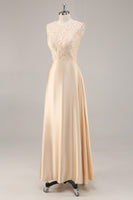 Load image into Gallery viewer, Floral Champagne Satin Mother of the Bride Dress with Sparkly Jacket