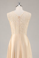 Load image into Gallery viewer, Floral Champagne Satin Mother of the Bride Dress with Sparkly Jacket