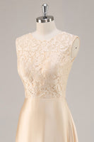 Load image into Gallery viewer, Floral Champagne Satin Mother of the Bride Dress with Sparkly Jacket