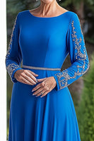 Load image into Gallery viewer, A Line Satin Royal Blue Sparkly Mother of the Bride Dress