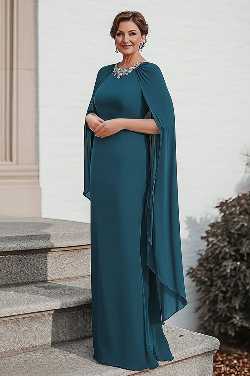Cicinia Pleats Chiffon Peacock Mother Of The Bride Dress Plus Size Long Floor Length A-line
