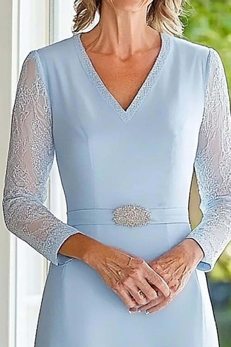Sky Blue Chiffon Mother of Bride and Groom Dress Evening Dress Y6266 main image 1