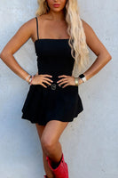 Load image into Gallery viewer, Black Bodycon Spaghetti Straps Mini Dress with Belt