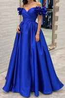 Load image into Gallery viewer, Royal Blue Ball Gown Long Prom Dress with Ruffled Sleeves