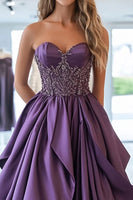 Load image into Gallery viewer, Princess Plum Sweetheart Ball Gown Prom Dress with Beading