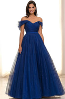 Load image into Gallery viewer, Ball Gown Sparkly Royal Blue Tulle Long Gala Dress