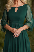 Load image into Gallery viewer, Dark Green A Line Keyhole Mother of the Bride Dress with Half Sleeves