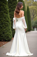 Load image into Gallery viewer, Sweetheart Ivory Sheath Backless Long Rehearsal Dinner Dress with Slit