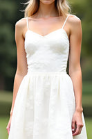 Load image into Gallery viewer, White A Line Spaghetti Straps Lace Short Graduation Dress