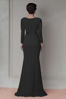 Load image into Gallery viewer, Elegant Blush Satin Sheath Mother of the Bride Dress with Long Sleeves
