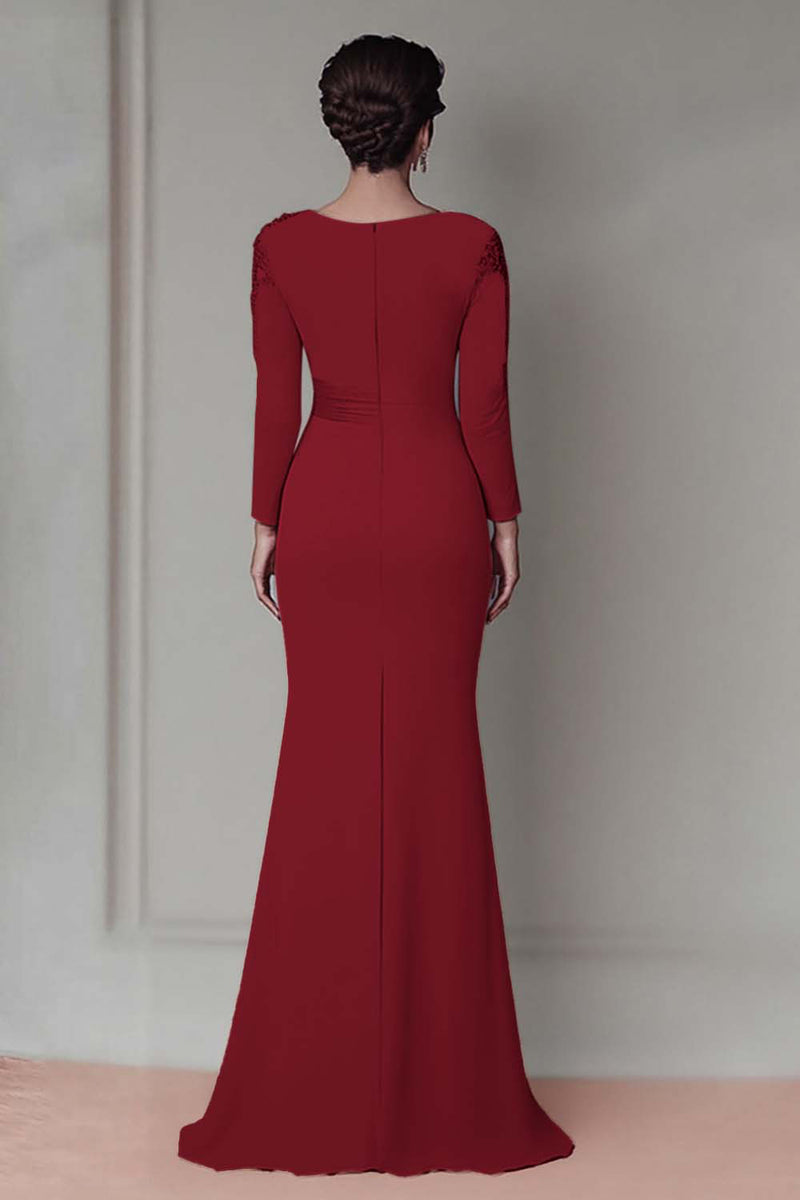 Load image into Gallery viewer, Taupe Satin Sheath Mother of the Bride Dress with Long Sleeves