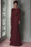 Load image into Gallery viewer, Elegant Blush Satin Sheath Mother of the Bride Dress with Long Sleeves