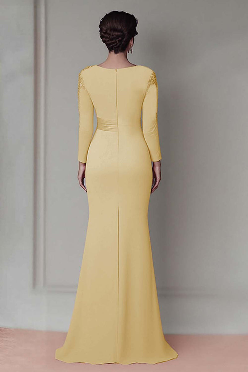 Load image into Gallery viewer, Taupe Satin Sheath Mother of the Bride Dress with Long Sleeves