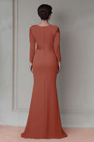 Load image into Gallery viewer, Taupe Satin Sheath Mother of the Bride Dress with Long Sleeves