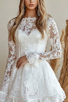 Load image into Gallery viewer, Lace Embroideried White A Line Mini Graduation Dress