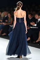 Load image into Gallery viewer, Sparkly Navy Sweetheart A Line Long Gala Dress