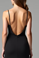 Load image into Gallery viewer, Modest Black Sheath Long Formal Dress