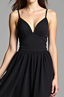 Load image into Gallery viewer, Black A Line V-Neck Long Backless Formal Dress