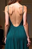 Load image into Gallery viewer, Peacock A Line Spagehtti Straps Long Gala Dress with Beading