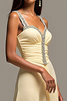Load image into Gallery viewer, Daffodil Ruched Beaded Sweep Train Long Prom Dress