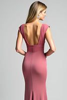 Load image into Gallery viewer, Desert Rose Mermaid V-Neck Long Ruched Mother of the Bride Dress